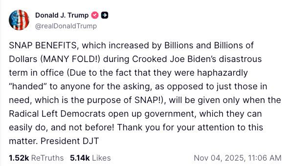 There's a lotta silliness and falsehoods in this statement, but I'm going to focus on the bigger issue: It is immoral to make low-income folks and their hungry children political pawns. Need is need.