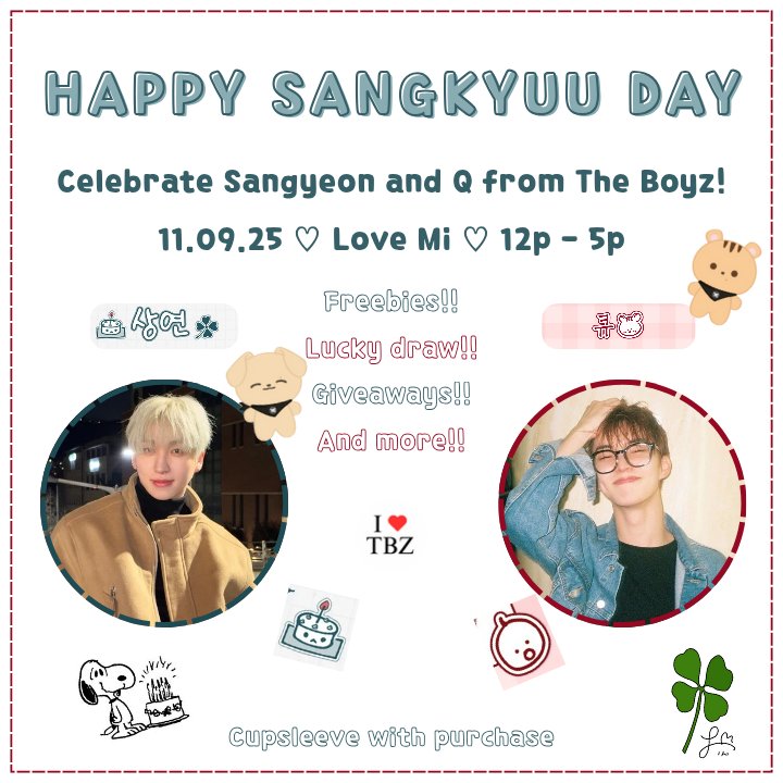 hotpinknew98's tweet image. 10 people asked for a cupsleeve event so here we go!!!

📢 THE BOYZ SANGYEON AND Q BIRTHDAY CUPSLEEVE EVENT IN NYC 📢
♡ Sunday, Nov 9th
♡ Love Mi Yogurt - 133 4th Ave, NY
♡ 12p -5p

#theboyz #cupsleeve #nyc #deobi #theb #sangyeon #changmin #q

Please come 🙏