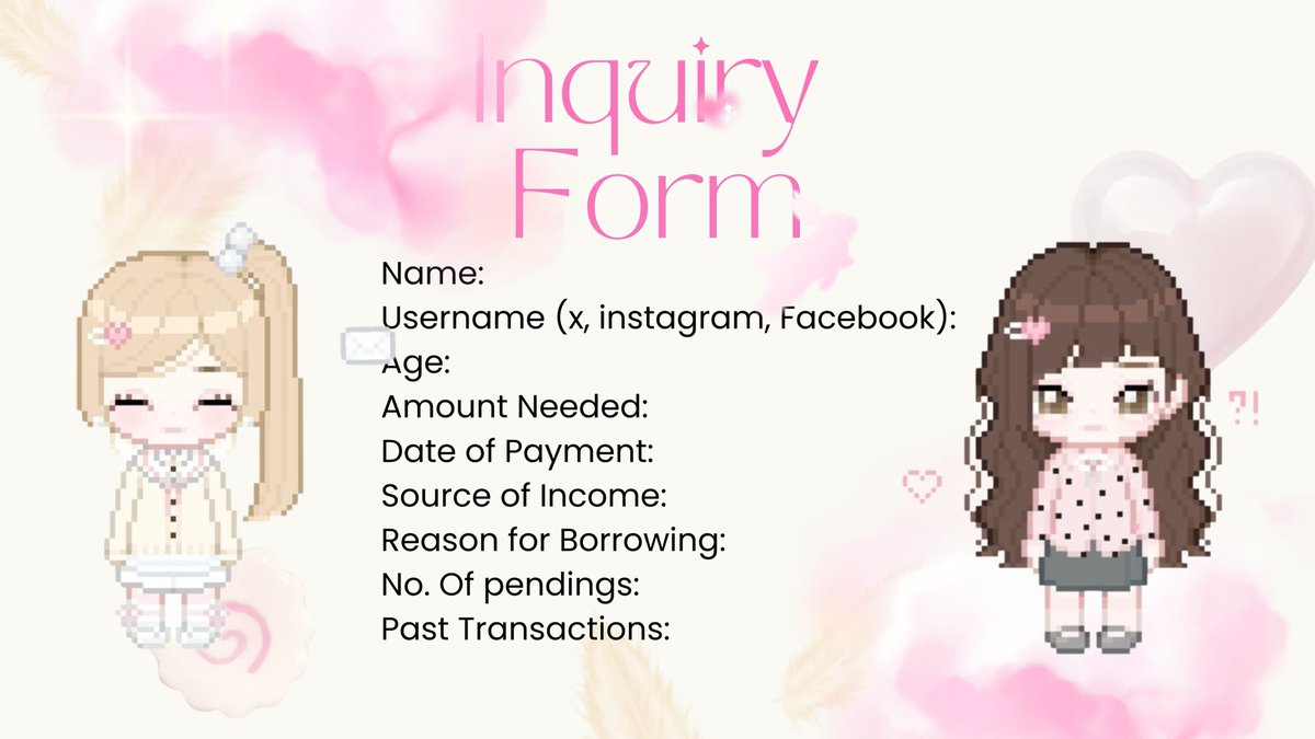 lestrenne's tweet image. hello! welcome to chichimi’s pautang service ₊˚ 🌷

before sending an inquiry, please take time to read:
💖 terms &amp;amp; conditions
💖 rates, payment methods, &amp;amp; due dates

#pautang #lendingservice #gcashph