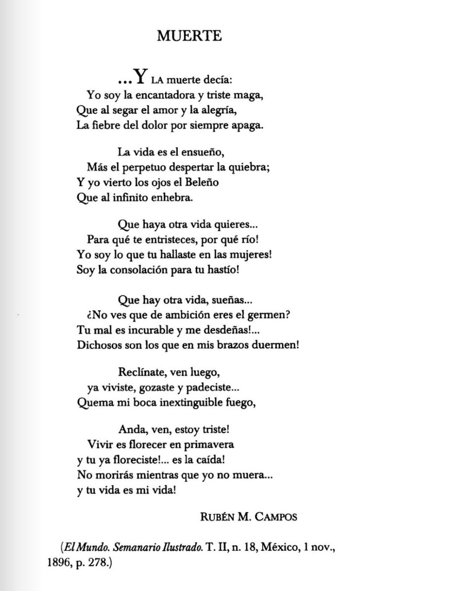 depechemexico's tweet image. Te compartimos el fragmento del poema llamado “Muerte” que aparece en la película “Depeche Mode: M”. Fue escrito por el poeta Rubén M. Campos y publicado en 1896.

Te dejamos también el poema completo por si lo quieres conocer. 

#depechemode