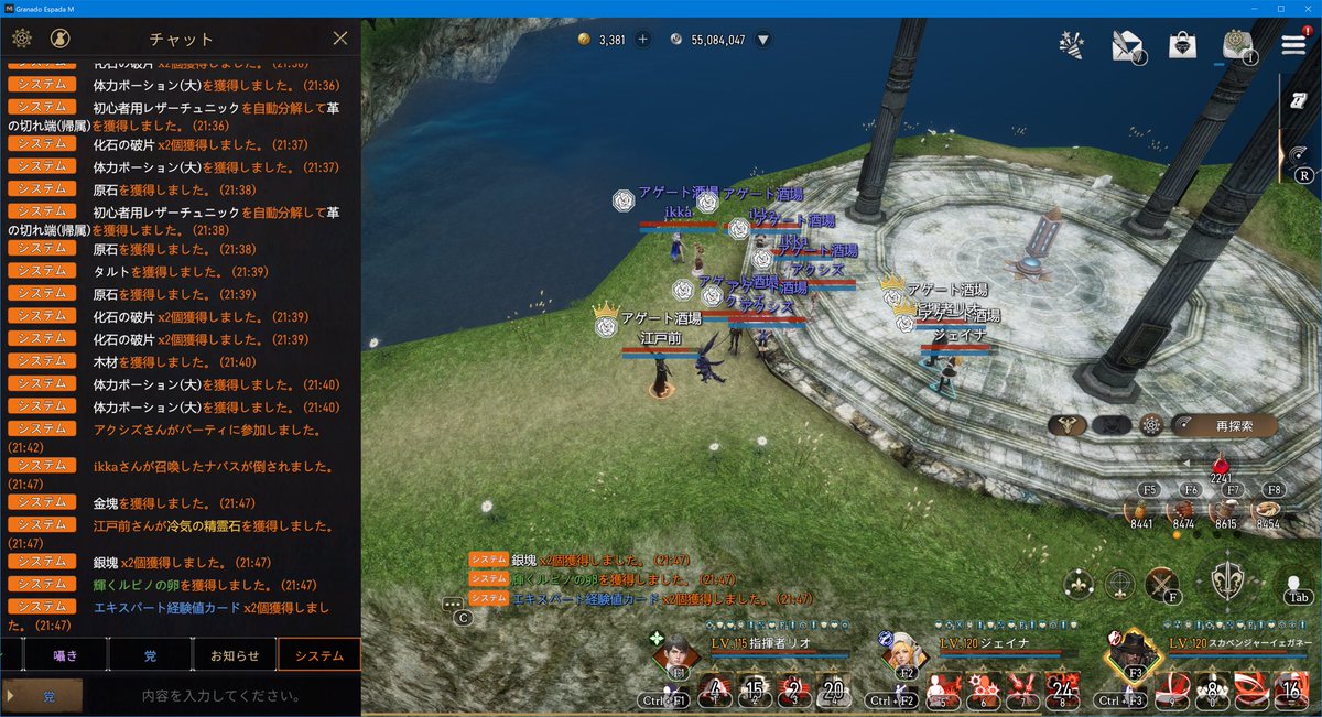 昨夜は党員さんに便乗して召喚ナバスを初殴りしてきたよ！（宝箱からスピネル直ドロしたらしい…豪運！）
LV100のHP215かな？オーシュ辺りのFBとほぼ同等の強さでした。残念ながら伝説は出なかったものの、ちょっとしたお土産程度は貰えたのでまあ満足かなあ