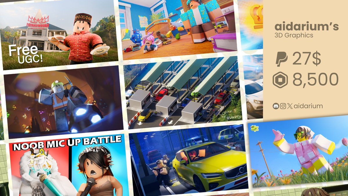 DO YOU WANT COOOL THUMBNAILSS?? :o
opening GFX Commissions~!!

dm aidarium on discord if you'd like to order 🐣
#ROBLOX #RobloxDev #robloxart #robloxGFX