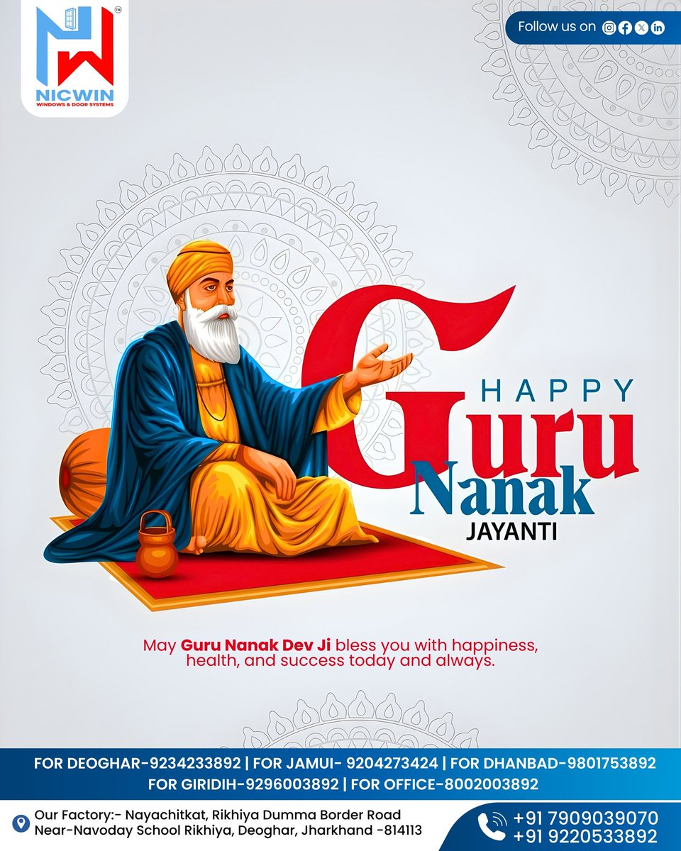 NicwinSystems's tweet image. Wishing you all a very Happy Gurpurab 🙏🏻😇 
📲 Or WhatsApp us at: +91 7909039070 | +91 9220533892
#upvcwindowsmanufacturer #gurpurab #NicwinWindows #windowsanddoorsdesign #gurunanakdev #uPVCExperts #winter #upvcprofile #upgrade #moderninteriordesign #gurunanakjayanti #insulation