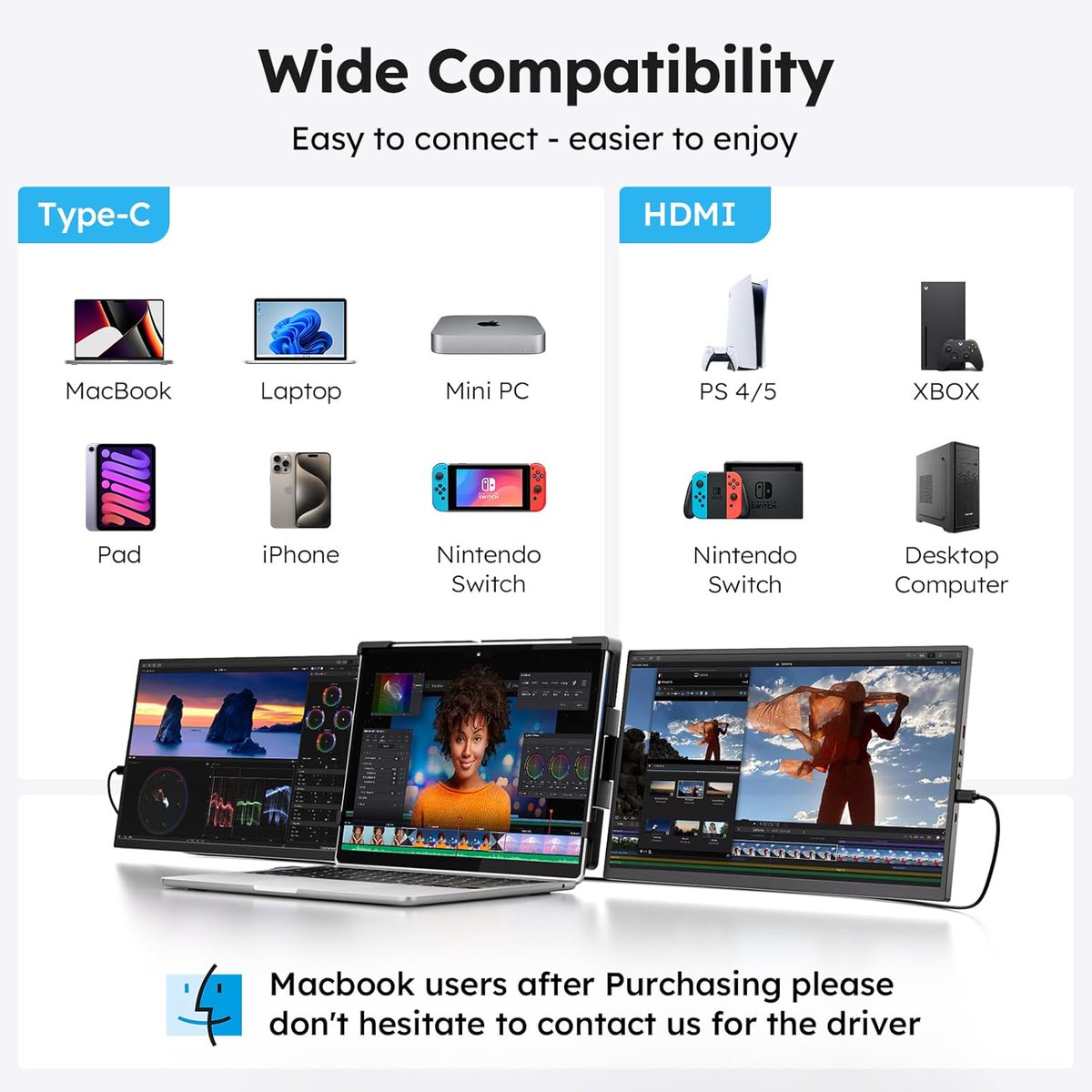 SCTechOffers's tweet image. 15.6&quot; Screen Extender for Laptop, FHD 1080P IPS Portable Monitor for Laptop, Triple Dual Laptop Extended Monitor Compatible with Windows, Mac, Android, Chrome 13-17 Inch Laptops
amzn.to/47XNJ8n

#LaptopScreenExtender #PortableMonitor #DualScreenSetup #TripleMonitorSetup