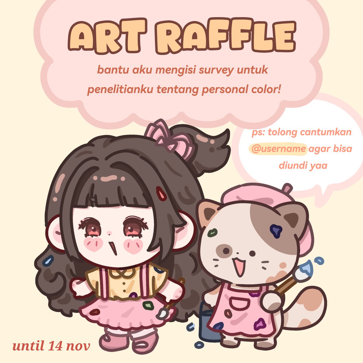 (💗 &amp; 🔁 very appreciated)

CHIBI ART RAFFLE
Tolong bantu aku isi survey untuk proposal penelitianku!

Prize: Chibi fullbody - 2 winners
Makasih banyak bantuannya!💕

Link gform⬇️
docs.google.com/forms/d/e/1FAI…