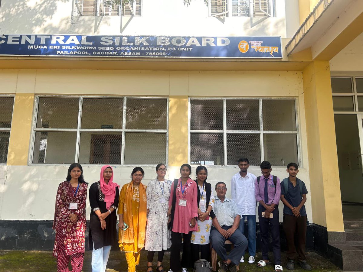 On 03.11.2025, 10 students of B.Sc Zoology (6th Sem), Cachar College visited CSB MESSO P3 Unit, Pailapool. They learned about the “Soil to Silk” process, silkworm biology, host plants, and disease management — a valuable exposure for their future studies.