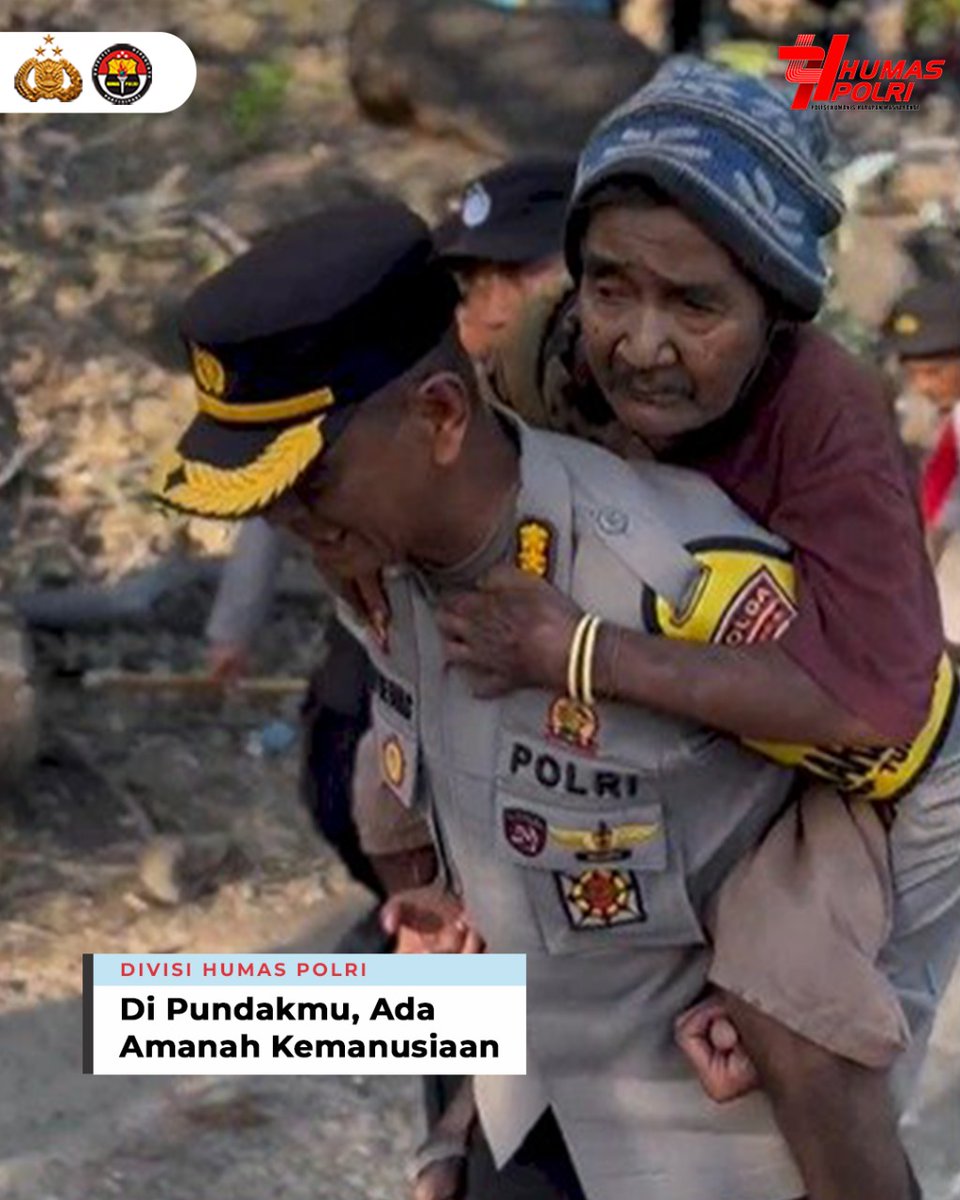 Aksi spontan penuh empati saat anggota Polri mengevakuasi warga lanjut usia dari wilayah terdampak bencana. Momen ini menjadi bukti nyata kepedulian dan tanggung jawab kemanusiaan di lapangan. Bersama kita kuat, Bersama Saling Menjaga, bersama kita selamat. #SiapSiagaBencana