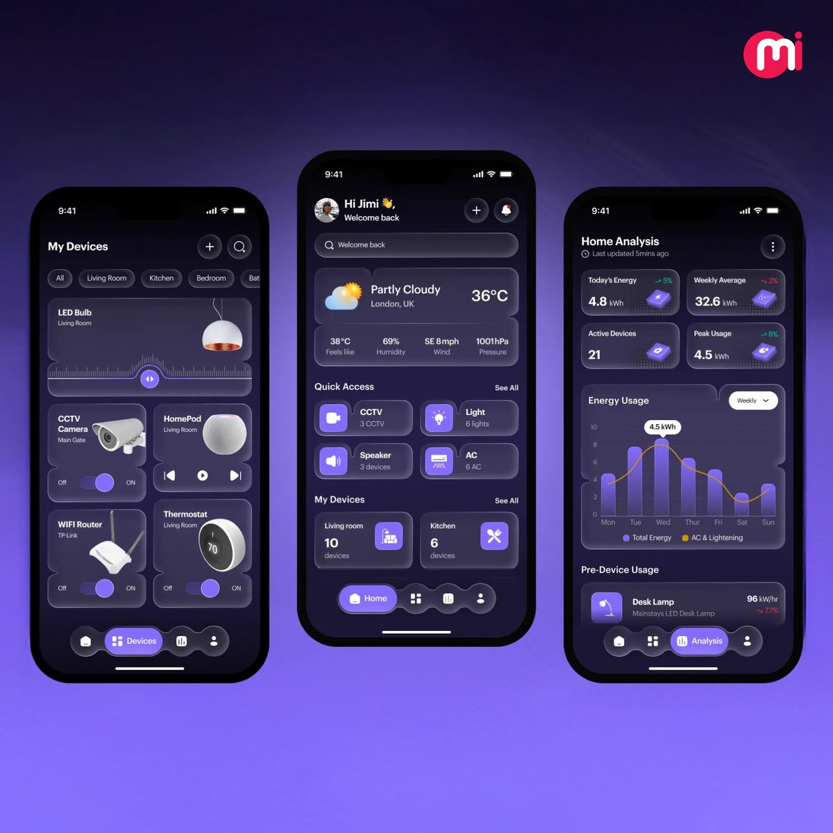 The future of home control is here: Clean lines, dark mode, total command.

Swipe to see our latest Smart Home App UI/UX concept. From adjusting the Thermostat to checking the CCTV and monitoring Energy Usage.

dribbble.com/shots/26661038…