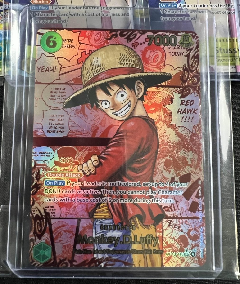 VICTORY! 🔥😍🔥😍 Red Luffy Manga pulled today! Still can't believe it. Thanks to <a href="/TheGameCapital/">The Game Capital</a> 💯💯💎💎

<a href="/E_S_Collectible/">Exp. Share Collectible</a> <a href="/DotsCardShop/">Dot’sCardShop</a> #onepiecetcg #ONEPIECE