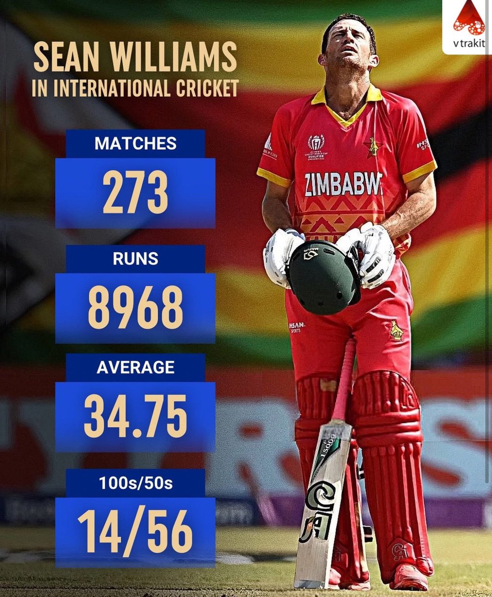 🔸Dear <a href="/sean14williams/">Sean Williams</a>,

Thank you for scoring 8968 runs for Zimbabwe in your outstanding 20-year career. Wearing that green blazer and representing Zimbabwe on the international stage is the highest honour. We are extremely proud of what you achieved. We look forward to you