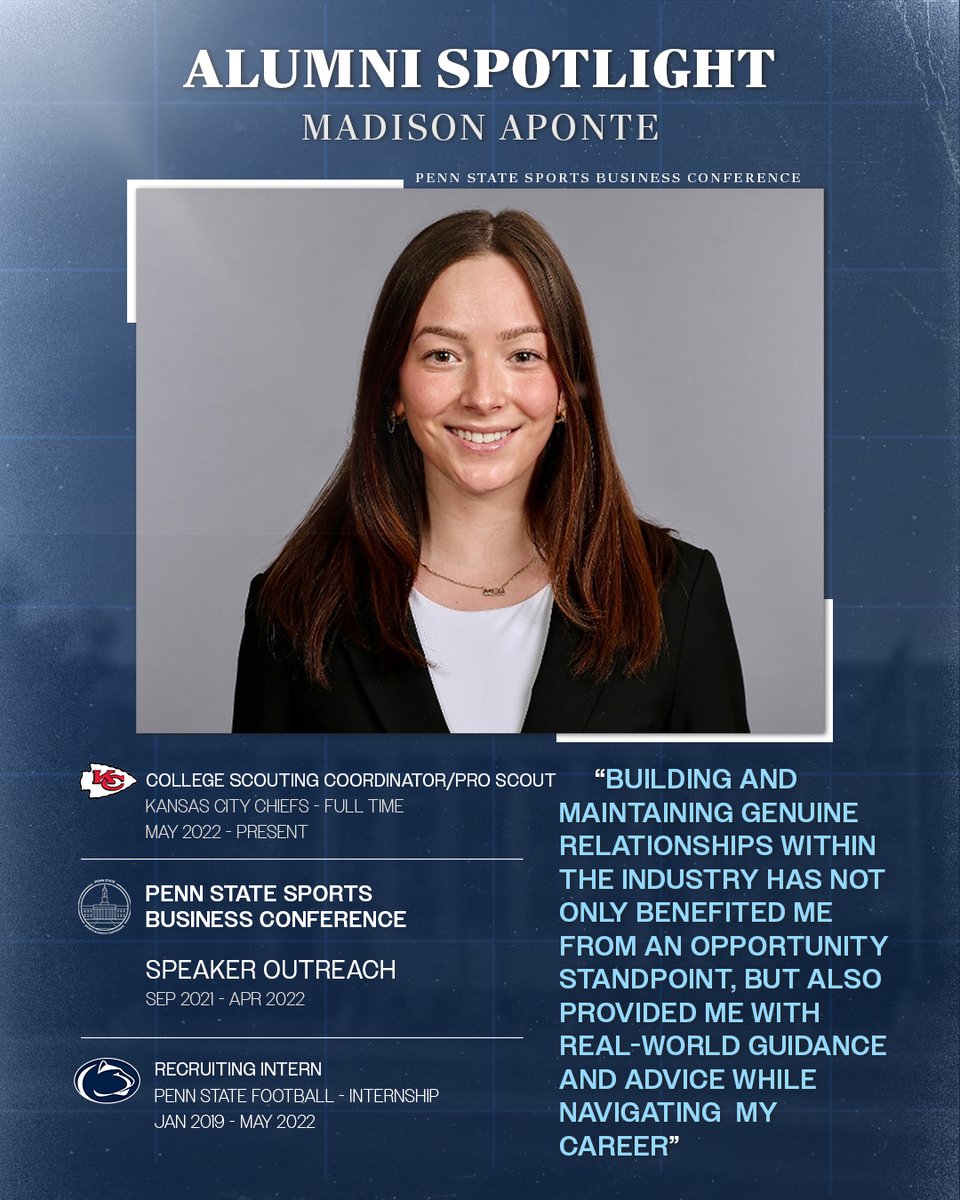 Alumni Spotlight✨

We’re proud to highlight Madison Aponte, an alum now making an impact with the Kansas City Chiefs. 👏

Madison’s story is proof that the opportunities you create here can take you anywhere — even to the big leagues. 🏈💼