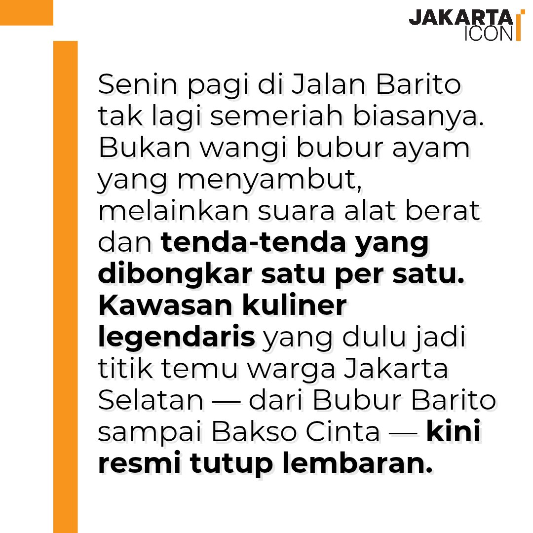 jak_icon's tweet photo. Para pedagang kaki lima yang bertengger di jalan Barito harus berpindah nih Jakizen.Gimana tanggapanmu? Simak artikel selengkapnya di https://t.co/neTvdIRF72 https://t.co/f3GUNTyczy