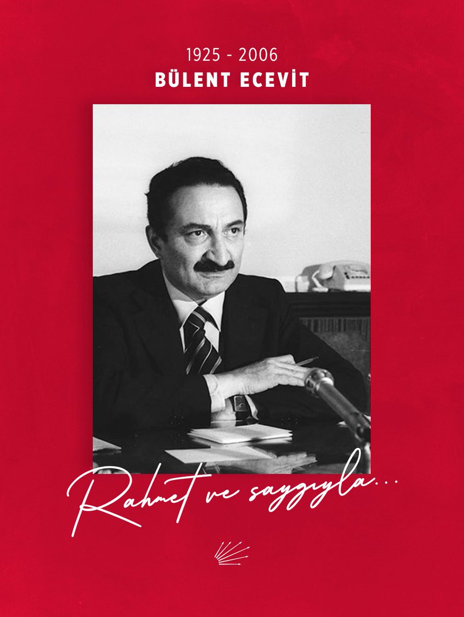 Siyasi tarihimize adını 'Karaoğlan' olarak yazdıran, sosyal demokrasiye ve halka adadığı ömrü, demokratik değerlere inancı ve emek mücadelesiyle yolumuzu aydınlatan 3. Genel Başkanımız Bülent Ecevit'i vefatının yıl dönümünde rahmet ve saygıyla anıyoruz.