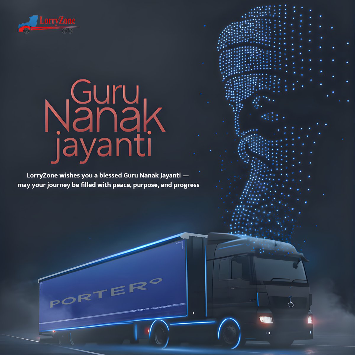 lorryzonetech's tweet photo. On this Guru Nanak Jayanti, may the light of his teachings travel miles —
just like our trucks that carry messages across India.
Wishing you peace, prosperity &amp; endless journeys of success.
.
.
#gurunanak #gurunanakdevji #lorryzone https://t.co/8z89WBwtRH