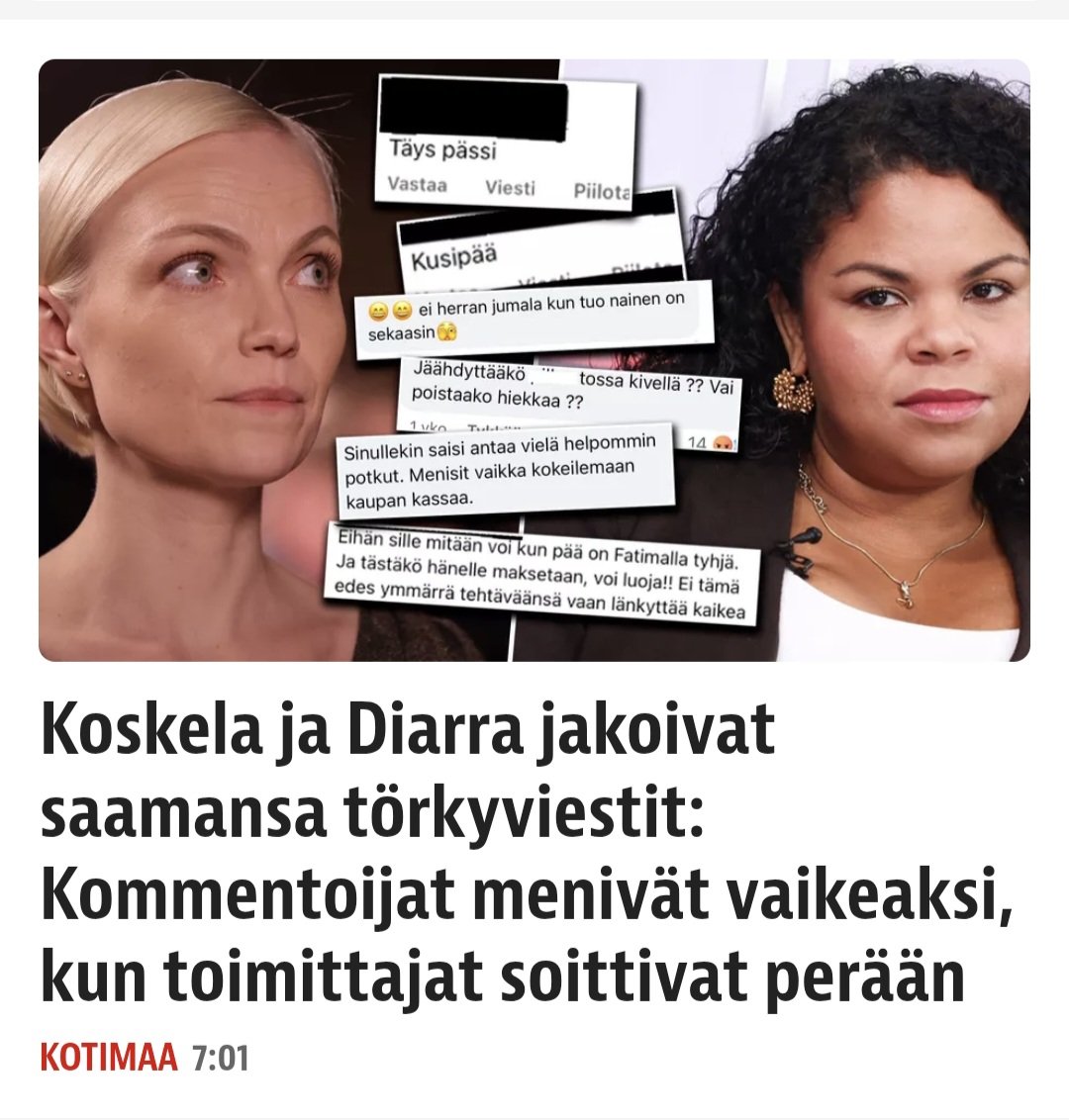 Onko ne kuinka paljon soitelleet esim Riikka Purran kommentoijille?

Vilpitön kysymys, en muista.

iltalehti.fi/kotimaa/a/bc70…