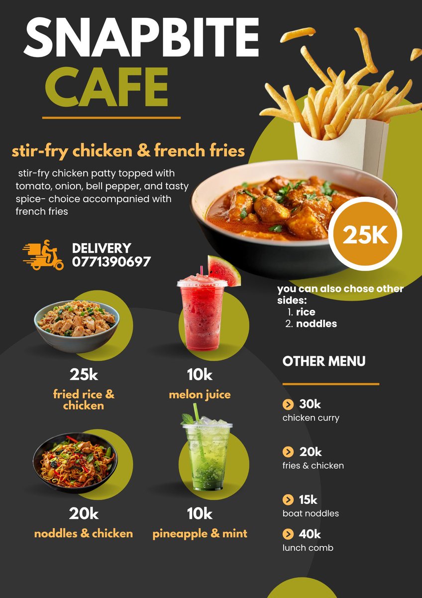 SnapbiteCafe's tweet image. Don’t sit hungry, eat that money. 
The month has just started. 
Contact: 0771390697
To eat that money.