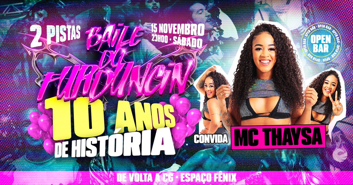 bdfurduncin's tweet photo. Chegou o momento meninas! 🍑

O Baile Funk mais amado de CG está de volta. Vamos comemorar esses 10 anos de história da melhor forma: sarrando.

15 de novembro no Espaço Fênix. 

Ingressos: https://t.co/9LFReRcrhd https://t.co/ndFDzRrg1a