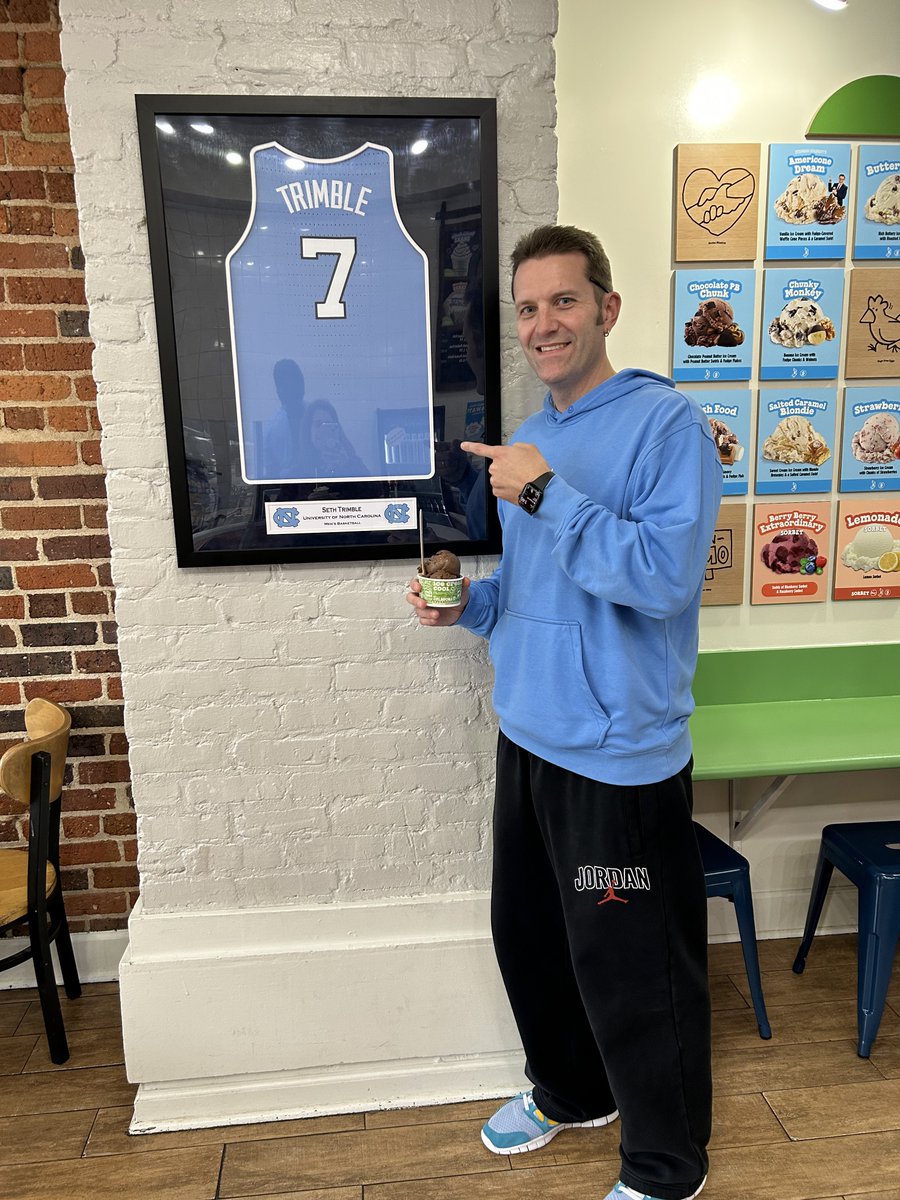 DA_TechDirector's tweet image. Hey @sethtrimble1, it’s been a pleasure watching you represent the @UNC_Basketball program over the last four years. My wife and I flew in from Omaha, Nebraska yesterday to support your local business (@benandjerrys) on Franklin Street and watch your last home opener! #GDTBATH