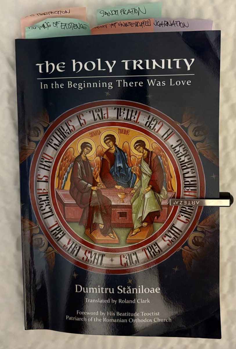 archisoteric's tweet photo. St. Dumitru Stăniloae on the difference between how the West views salvation (via created grace and a legal status) &amp; the Orthodox teaching.

This book is a concise explanation of Orthodox Triadology &amp; Christology, being grounded in Love. https://t.co/xPuK5HBT2U