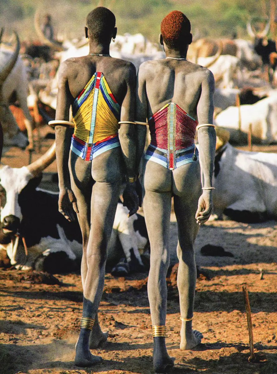 tyrannyblck's tweet photo. Dinka men of South Sudan in malual corsets https://t.co/R6Ogq48zWq
