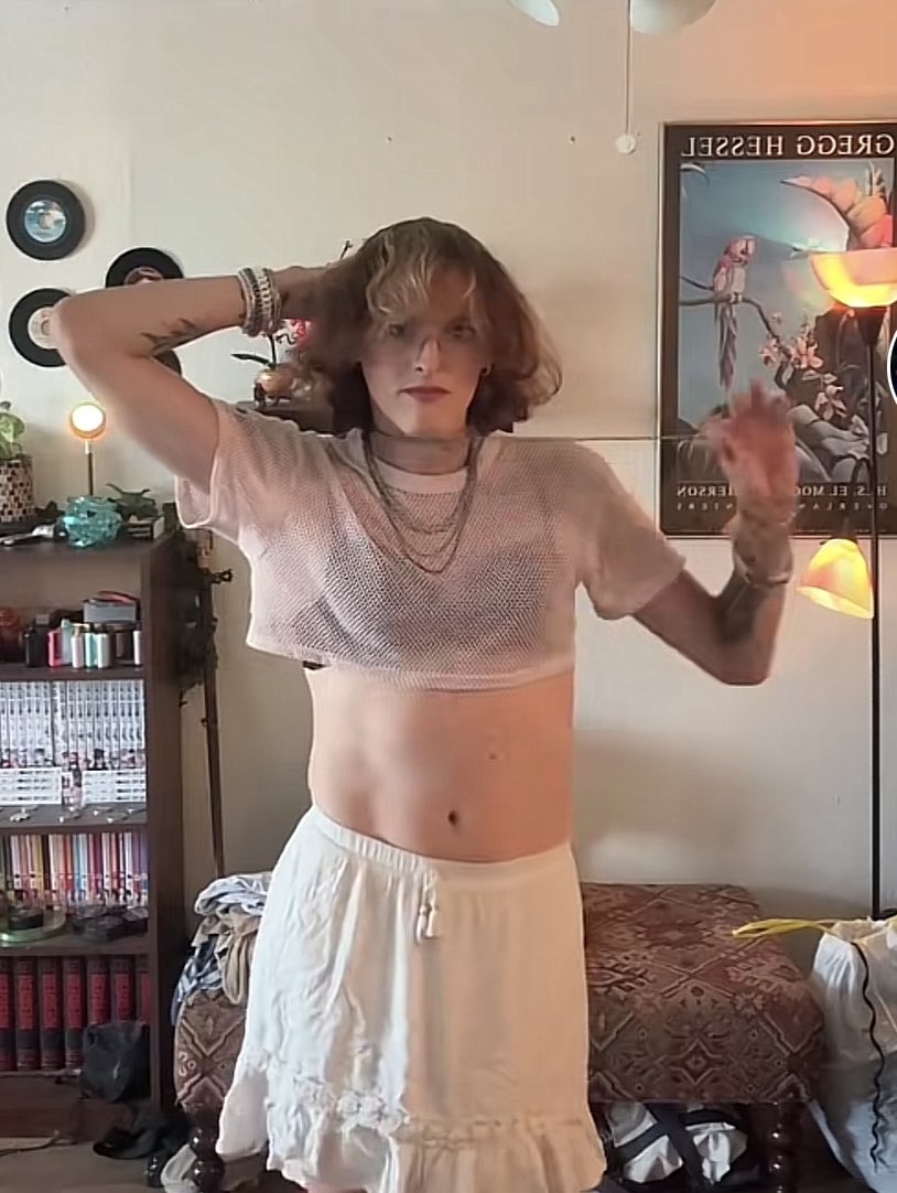 WhatHighNote's tweet image. Got to love the big reveal.  Where they clamp a giant man-hand on the screen then… suddenly… they’re a man with giant hands in female clothes! 😱😱😱