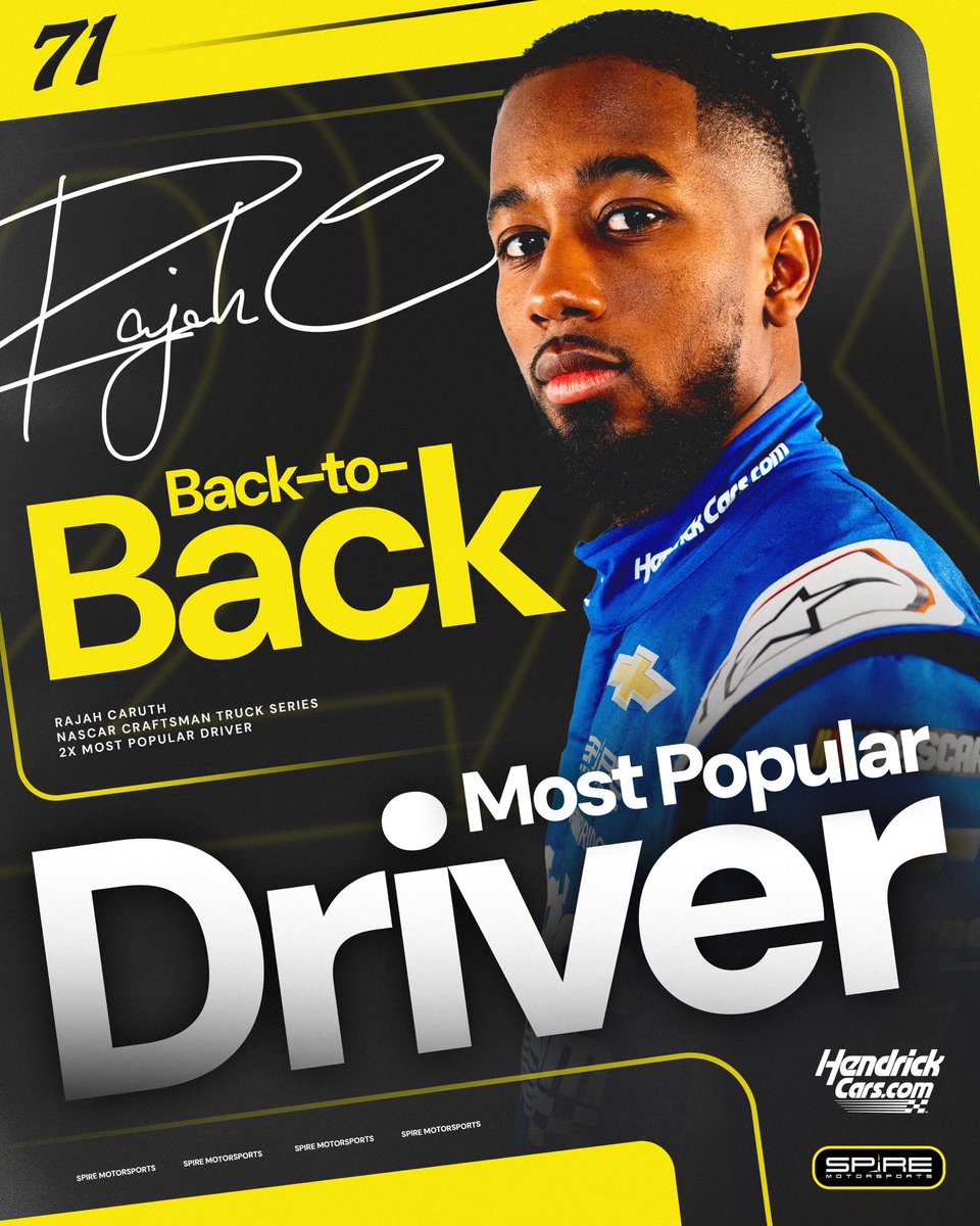 Adding another accolade to his resume.

<a href="/rajahcaruth_/">Rajah Kirby Caruth</a> is the 2025 <a href="/NASCAR_Trucks/">NASCAR CRAFTSMAN Trucks</a> Most Popular Driver!