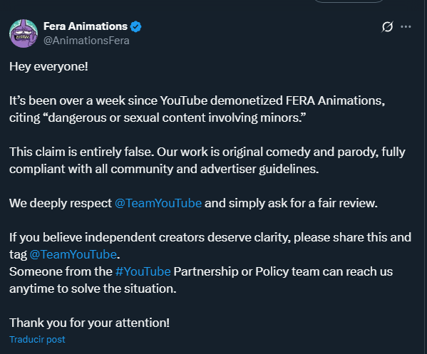 GoruposStudios's tweet photo. @TeamYouTube At this point its already quite evident the incompetence of your AI, this falsely demonetizing is severely affecting your community, please send an actuall human for review, this is the livelihood of many artists.
https://t.co/CaXihCMaxW https://t.co/VG5nhTb8nm