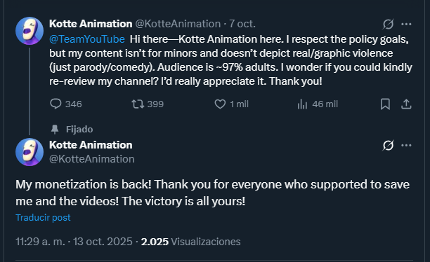 GoruposStudios's tweet photo. @TeamYouTube At this point its already quite evident the incompetence of your AI, this falsely demonetizing is severely affecting your community, please send an actuall human for review, this is the livelihood of many artists.
https://t.co/CaXihCMaxW https://t.co/VG5nhTb8nm