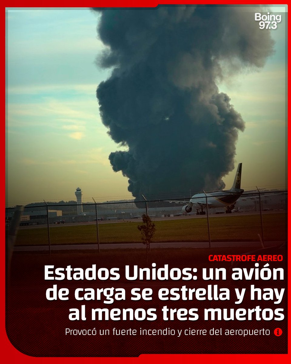 🔥 Un avión de carga de UPS Airlines, se estrelló este martes después de despegar del Louisville Muhammad Ali International Airport en Kentucky, EE.UU. Iba rumbo a Honolulu cuando, aproximadamente a las 17:15 hora local, comenzó a arder un ala y perdió altura abruptamente. 

🚨