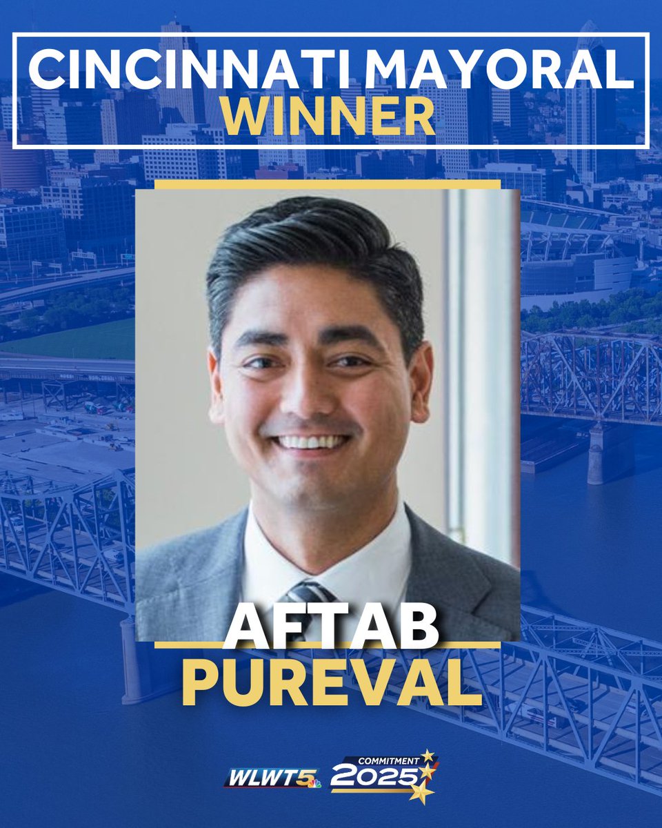 BREAKING: The Associated Press projects Aftab Pureval has won a second term as Cincinnati's mayor, defeating challenger Cory Bowman. 

wlwt.com/article/electi…
