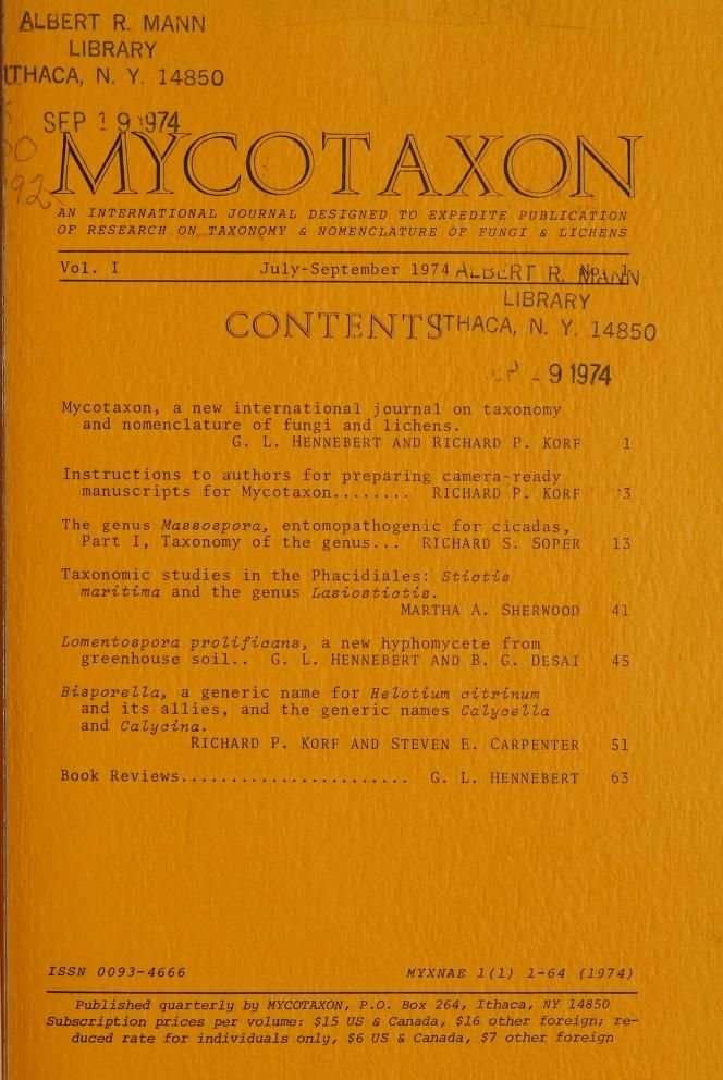 BioDivLibrary's tweet image. All issues of Mycotaxon (1974–2024) are now digitised, #OpenAccess &amp;amp; discoverable in BHL! Thx to the work of Diane Rielinger &amp;amp; BHL’s Team #RetroPIDs, every article now has a DOI, connecting 50 years of #Mycology to today’s scholarly network. #Fungi 🍄 🧪
biodiversitylibrary.org/bibliography/2…