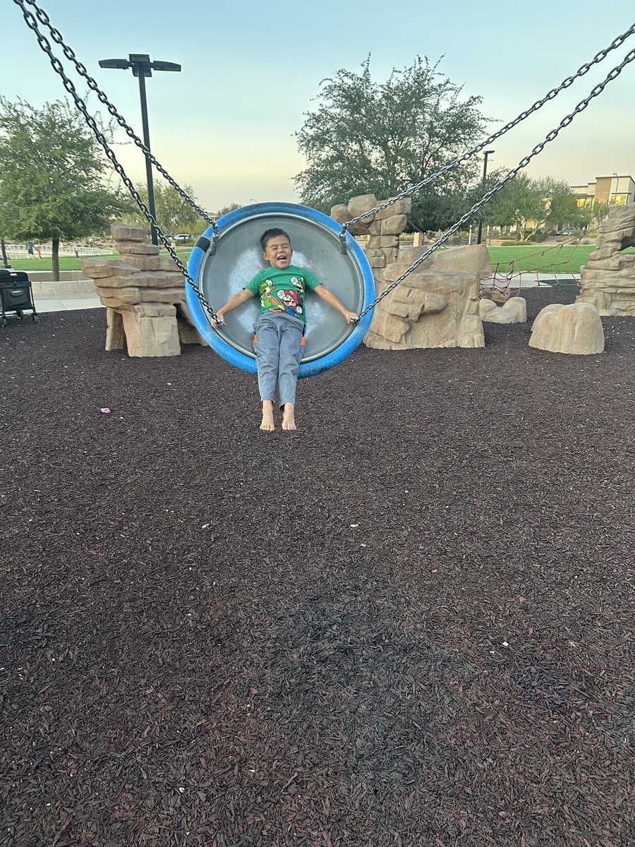 If you're a dad:

You are OBLIGATED to swing your kids so high that mom's around you GASP when they see your kid screaming &amp; the swing set shaking.

All dad's know.