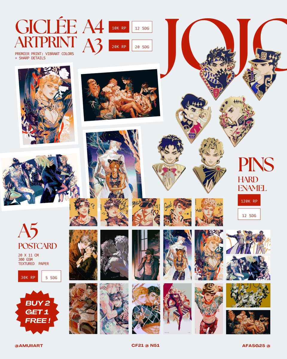 Amuiiart's tweet photo. ♦️RTs &amp; CMs are appreciated!!!! My first Indo trip, thanks @jyill__ for taking me here!!!
#cf21 &amp; #afasg25 P0 +  CATALOGUE

♦️P0: 5-13 nov 2025 
♦️Fandom: AOT Attack on titan, JOJO, Demon Slayer +
 
 #cf21catalogue #CFXXI #COMIFURO21 https://t.co/0R0KP6uQUO