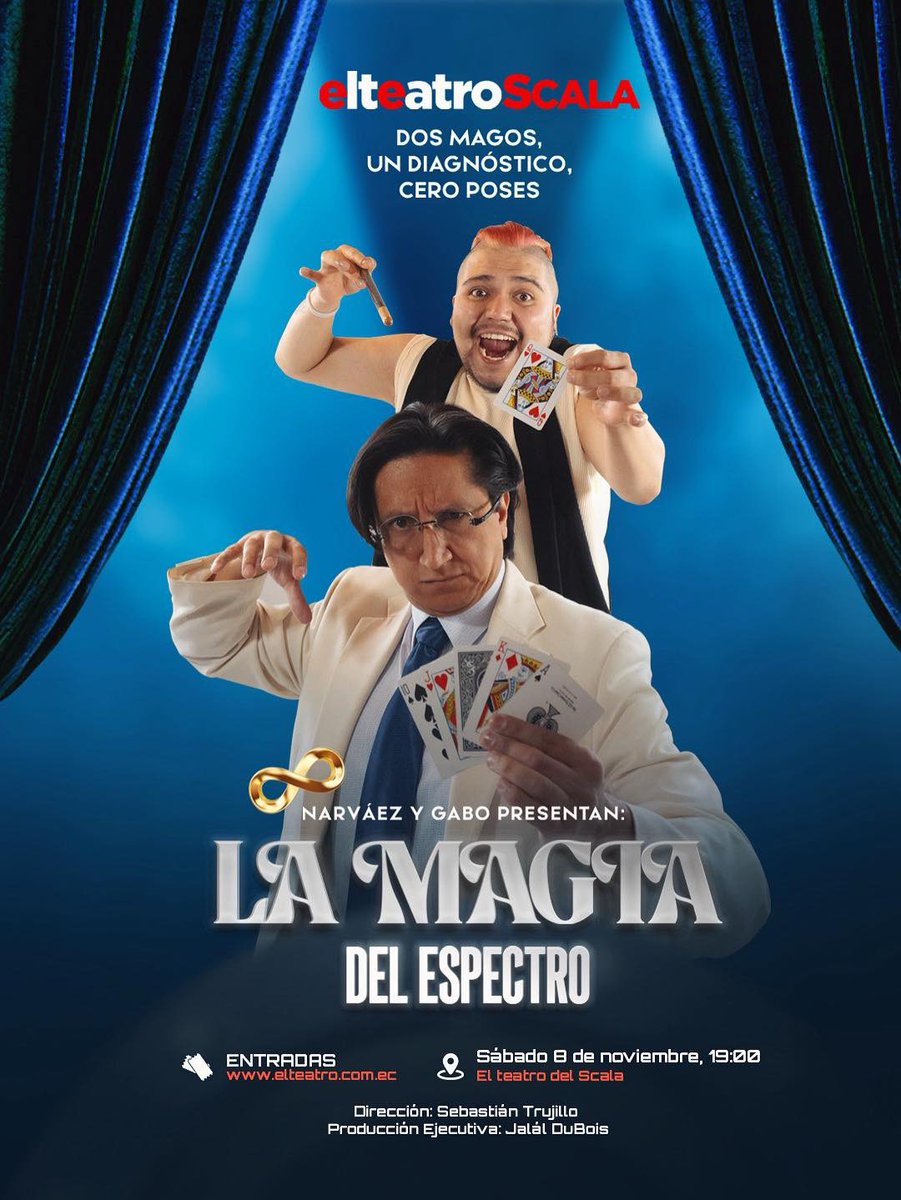 Dos magos, una función… y mucho humor que no estaban en el guion 😆
Gabo y Narváez llegan con La Magia del Espectro, un show tan honesto como divertido

📆 Sábados 8 de noviembre 19:00
📍 elteatro del <a href="/ScalaShopping/">Scala Shopping</a> 
🎟️ elteatro.com.ec | 0995551854 | boleterías