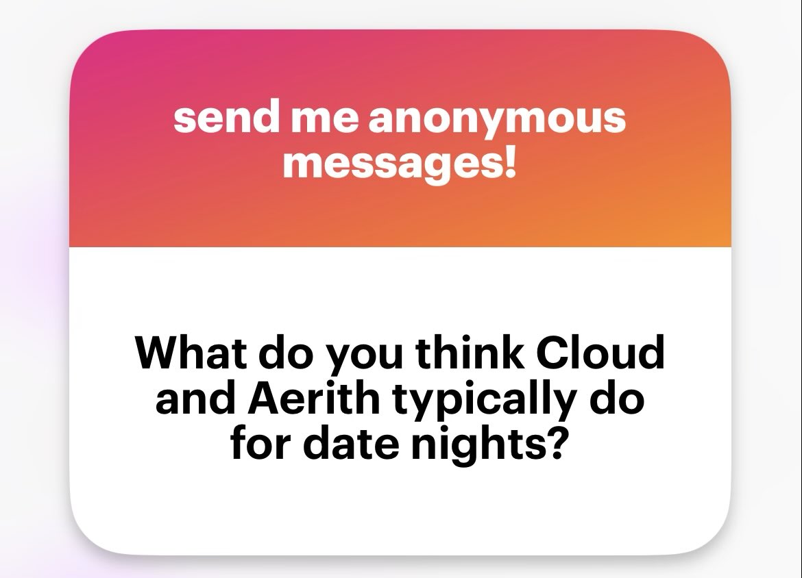 A while back i made a post about how sunday is CA’s day for each other where they find a field of flowers to walk around nd take pictures nd chat, i bet when they get home Aerith takes some flowers she picked nd the pictures Cloud took nd puts them in a scrapbook. C sits with her