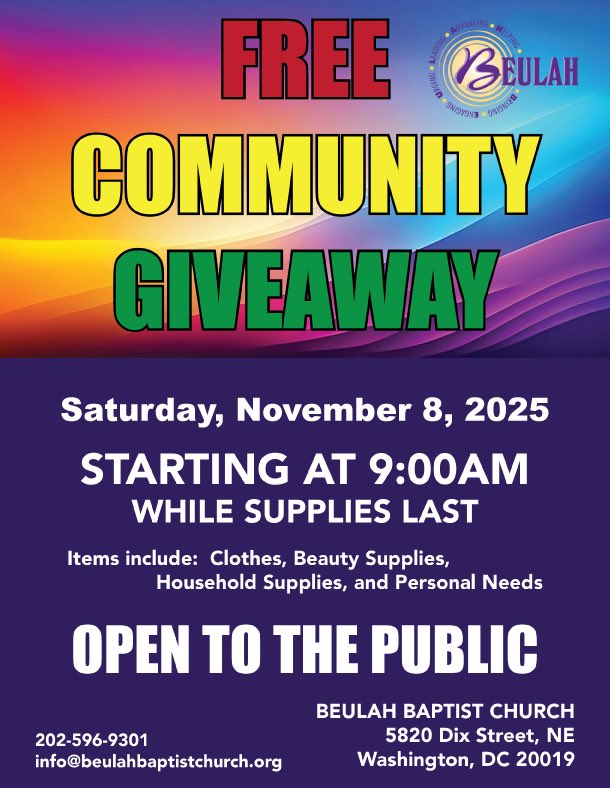 Beulahdc's tweet photo. It's that time again for our community giveaway, where everyone is encouraged to come and collect some amazing free items! This time we will be providing food while you shop!!! Complimentary hot dogs, chips, and drinks will be on offer!  Everyone is invited to participate! https://t.co/aQidxXWC00