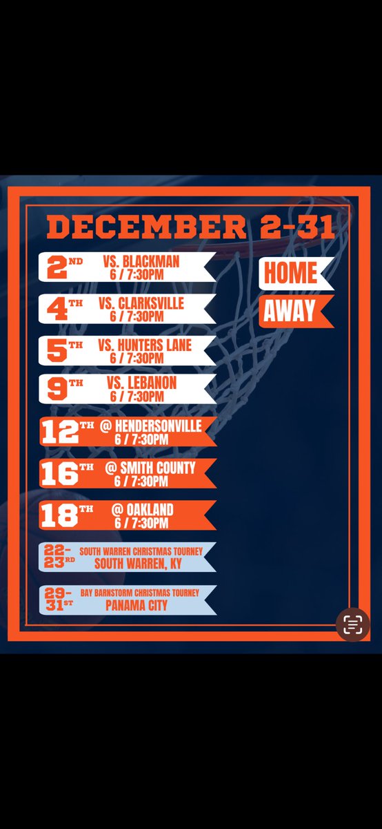 Beech Boy’s basketball schedule 25-26🏀🧡💙🤍🩶