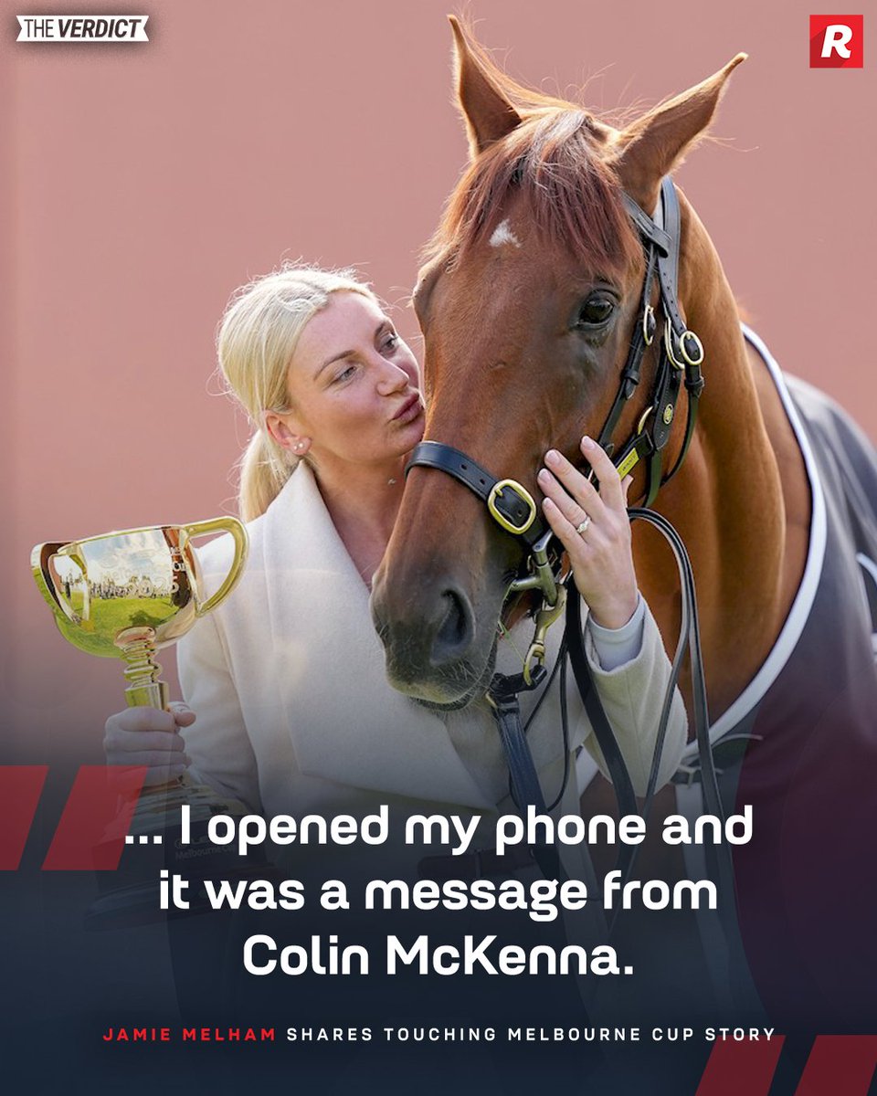 Racing's tweet image. Jamie Melham's phone pinged on Melbourne Cup morning. What the star jockey saw next, she did not expect.

🗞️ bit.ly/3Jw0M7Q