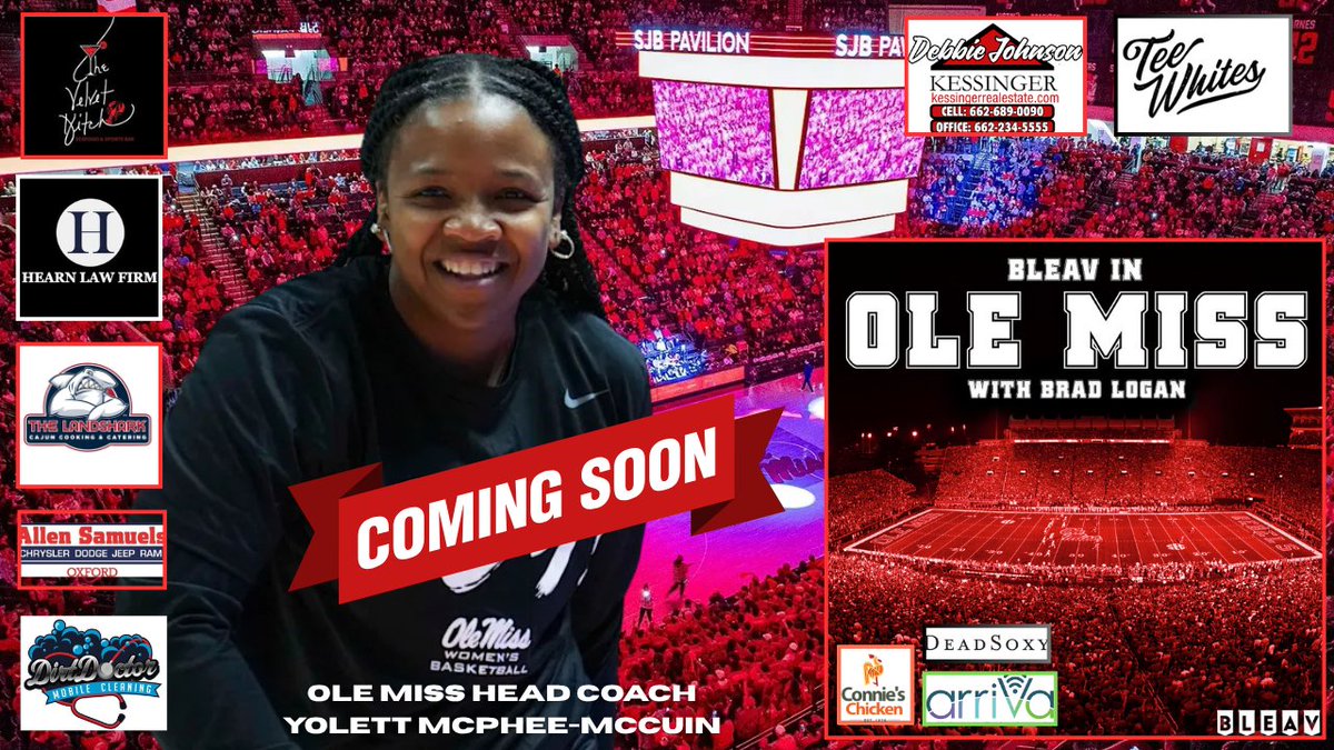 This week on the <a href="/BleavInOleMiss/">Bleav in Ole Miss Podcast</a> Podcast:

-Presented buy: <a href="/TeeWhitesHQ/">TeeWhites - Custom & Collegiate Apparel</a> | <a href="/JohnsonDRealtor/">Debbie Aldison Johnson</a> 

-Head coach <a href="/YolettMcCuin/">Coach Yo</a> - <a href="/OleMissWBB/">Ole Miss Women's BB</a> 
-<a href="/JakeThompsonOn3/">Jake Thompson</a> of the <a href="/OMSpiritOn3/">The Ole Miss Spirit</a> 

SUBSCRIBE:
📺:youtube.com/@loganmedianet…
📻:podcasts.apple.com/us/podcast/ble…