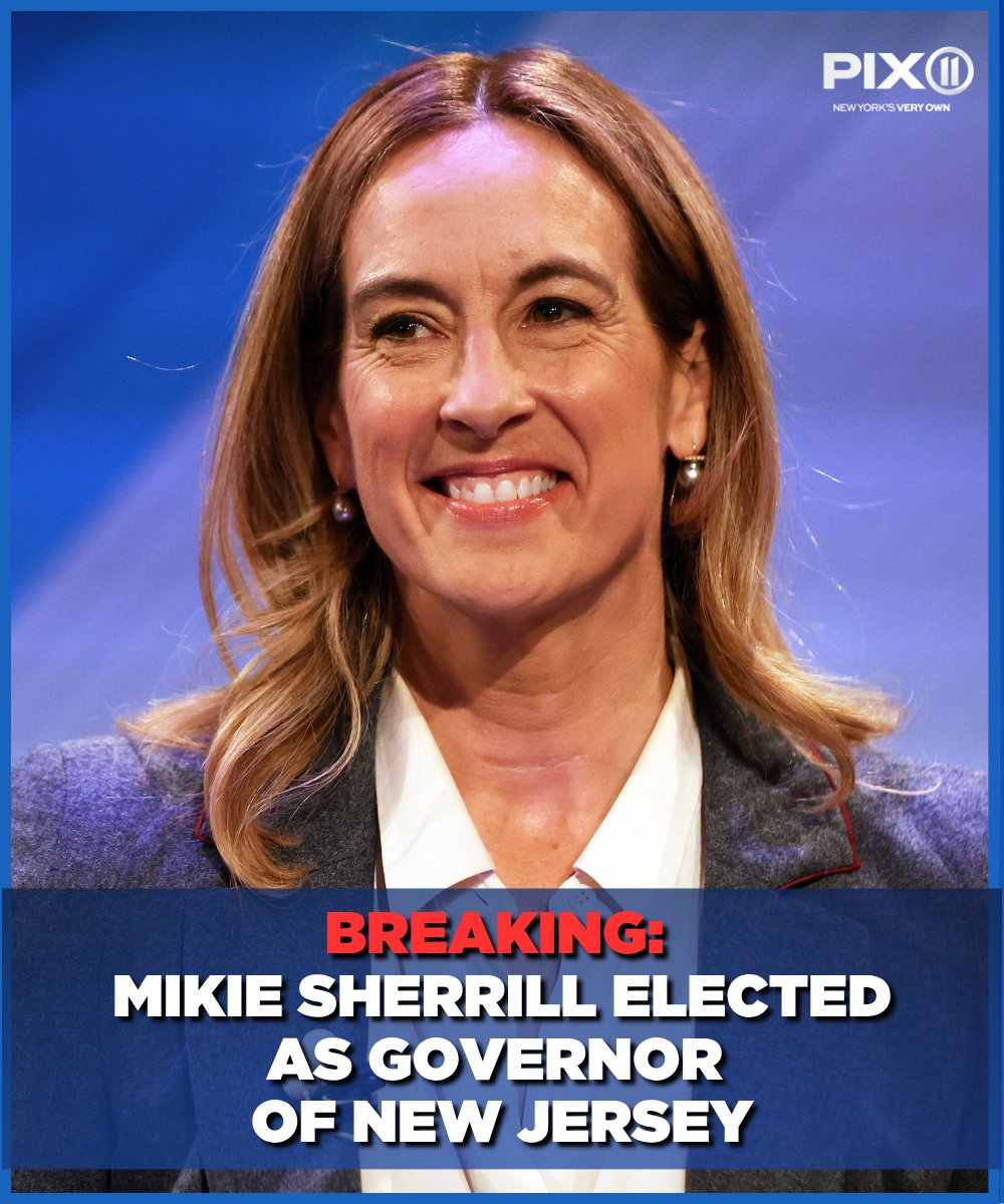 PIX11News's tweet image. #BREAKING | Mikie Sherrill is projected to win the New Jersey gubernatorial election, according to Decision Desk HQ.

Read more at the link: pix11.com/news/local-new…