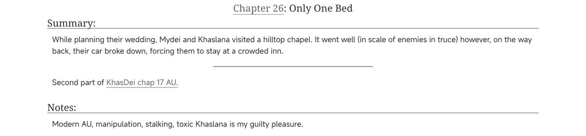 #phaidei it's november but i'm still stuck in #PhaiDeitober2025 

Day 26: Only One Bed.
Tags: Modern AU. KhasDei.
tw: Stalking, manipulation, toxic and obsessive Khaslana is my guilty pleasure and I'm not sorry.

archiveofourown.org/works/71581171…