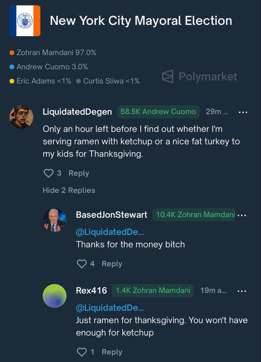 Nothing like the <a href="/Polymarket/">Polymarket</a> comment section to restore your faith in democracy