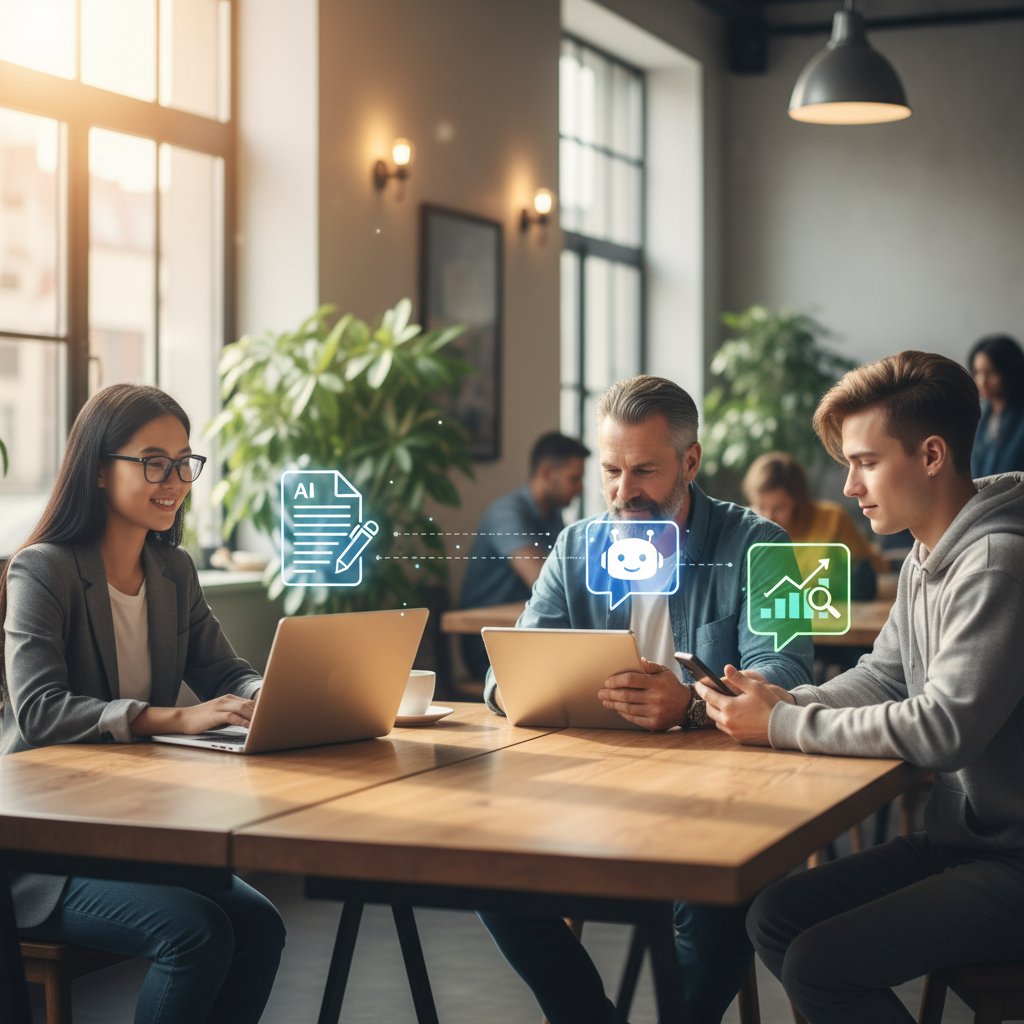 Small business owners, struggling with lead generation or customer service? 🤯 AI isn't just for big tech! Here are 3 game-changing AI hacks to boost your revenue today:
1️⃣ AI Copywriting for killer sales emails.
2️⃣ Chatbots for 24/7 customer support.
3️⃣ Data analytics for