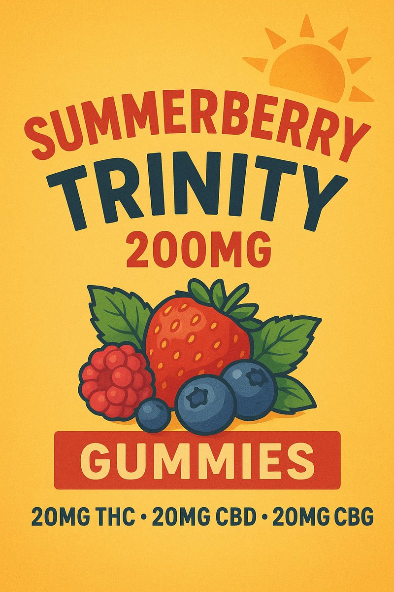 From Southern Sky Brands- Strawberry &amp; Pomegranate flavors come alive with our new 200mg Summerberry Trinity Gummies, combining (20mg THC 20mg CBD 20mg CBG) for maximum healing and flavor! Patients love these for reducing anxiety and depression.