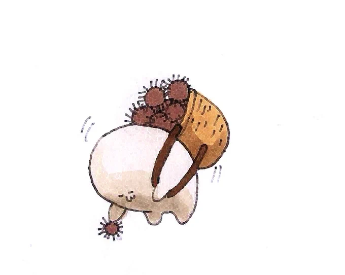 荒巻はいつも栗拾いに苦戦しています #荒巻スカルチノフ #イラスト