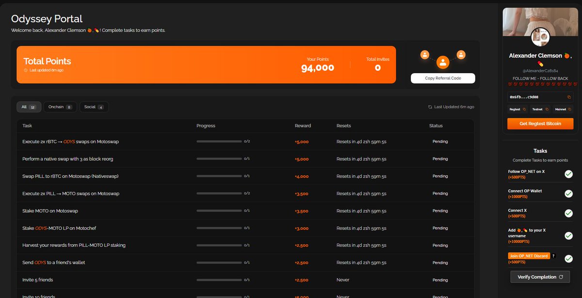 OASIS DREAMER Quest is live 🌴
Answer: B C D C B A D B A C
app.galxe.com/quest/WDKbxYka…
Odyssey Portal
link: opnet.org/dashboard?r=BE…
Very mint NFT 
<a href="/opnetbtc/">OP_NET</a>