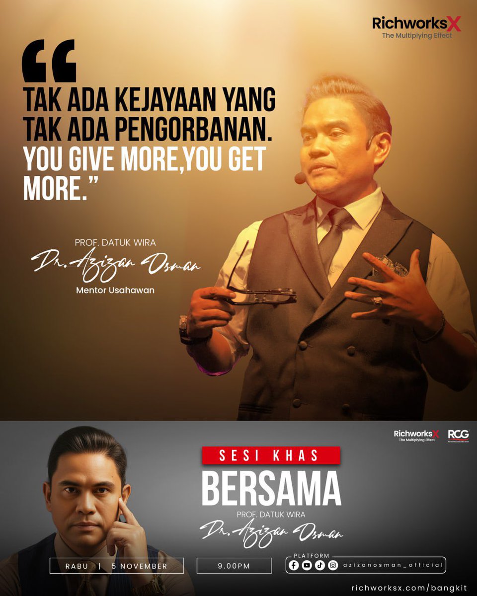Tak ada kejayaan yang datang tanpa pengorbanan.
Setiap orang yang berjaya pernah lalui fasa susah, penat dan rasa nak berhenti.

Bezanya, mereka terus bagi lebih daripada orang lain.
Lebih masa, lebih tenaga, lebih fokus dan lebih keikhlasan dalam usaha.