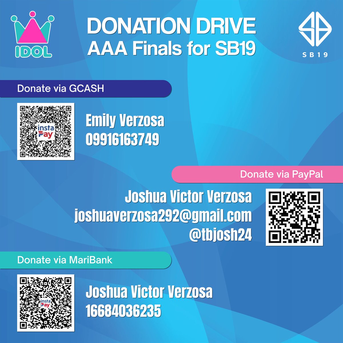 SB19RTSquad_125's tweet image. Hello A&apos;TIN!

Here&apos;s the alternative Gcsah account if you having a problem sending with the other gcash account 

Please fill out the form.

Thank you!

🔗docs.google.com/forms/d/e/1FAI…

@SB19Official #SB19
#VoteSB19onAAA