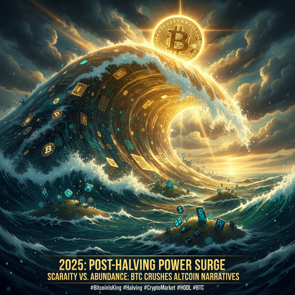 The 2024 Halving was the appetizer. 2025 is when #Bitcoin's true scarcity premium takes hold, unleashing a post-halving power surge that will redefine value. Brace for impact. Scarcity vs. abundance: BTC's dynamics will crush many altcoin narratives. #BTC #Halving #CryptoMarket