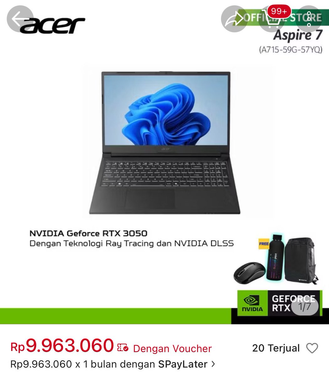 Mau preloved laptop guys. Yg minat bisa dm aku yaaa

#preloved #Acer #Aspire7Gaming